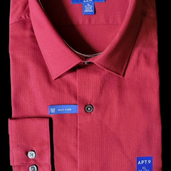 Apt. 9 Other - Apt 9 Slim-Fit Button-Down Shirt  Cabernet  Easy-Care Spread-Collar Men's XL NEW